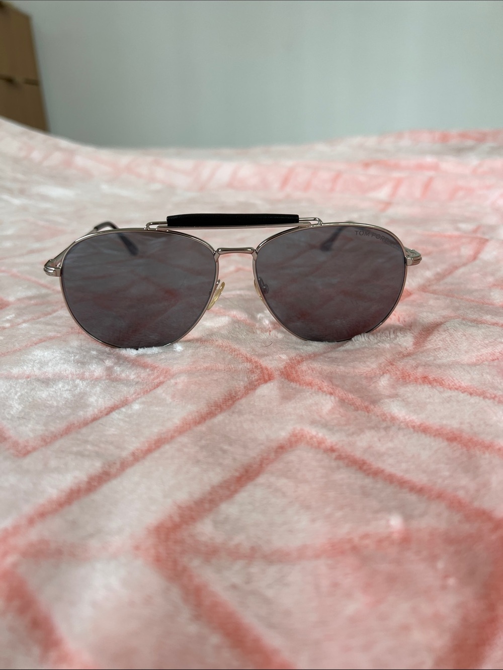 Tom Ford Silver Frame Sunglasses with Purple Lenses